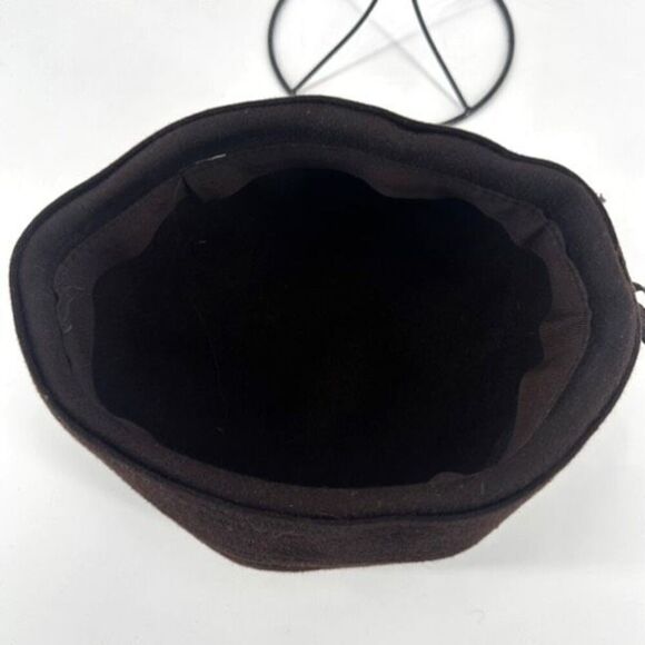 Vintage Women's Rabbit Hair Lace Felt Pillbox Hat Cap Chocolate Brown One Size - Picture 5 of 9